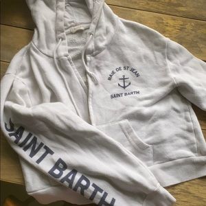 Cropped white hoodie